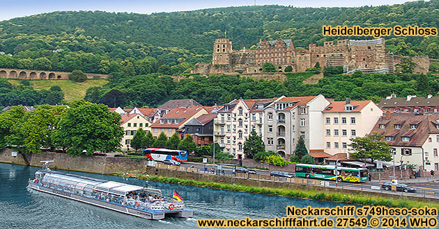 Charterschifffahrt bei Heidelberg mit dem Neckar-Solarschiff bis 130 Sitzpltze im Salon