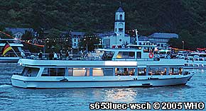 Rheinschiff s653luec-wsch Rheinschifffahrt bei Rüdesheim, Bingen, Ingelheim-Freiweinheim, Eltville, Wiesbaden und Mainz.