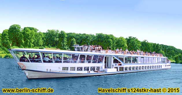 Havelschiff s124stkr-hast auf Havel, Tegeler See und Wannsee  Havelschifffahrt Charterfahrt 2024 2025