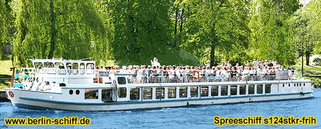Spreeschiff s124stkr-frih Charterfahrt in Berlin auf der Spree im Salon bei Buffetflche bis 90 Sitzpltze