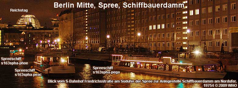 Berlin Mitte, Spree, Reichstag und Schiffbauerdamm. Blick vom S-Bahnhof Friedrichsstrae.