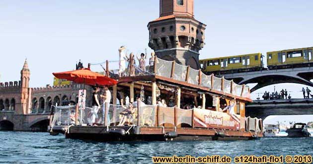 Berlin Oberbaumbrcke Schiff mieten Grillschiff Partyschiff Partyboot Grillboot Floss