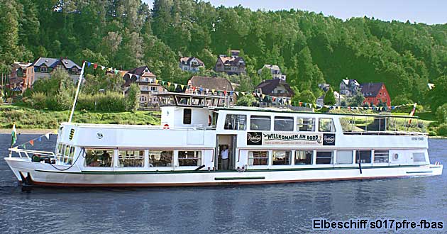 Schiff Vermietung Elbe s017pfre Schiffsrundfahrten der Elbeschifffahrt in der Schsischen Schweiz zwischen Pirna, Stadt Wehlen, Kurort Rathen, Knigstein und Bad Schandau sowie im Raum Dresden in Deutschland und Hrensko in Tschechien.