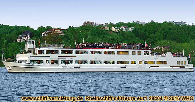 Rheinschifffahrt mit dem Rheinschiff auf dem Niederrhein zwischen Emmerich, Rees, Xanten, Wesel, Duisburg, Krefeld, Dsseldorf, Monheim, Leverkusen und Kln am Rhein sowie auf dem Mittelrhein bei Bonn, Koenigswinter, Linz, Andernach, Koblenz, Lahnstein, Boppard, Bingen, Rdesheim, Wiesbaden, Mainz, Worms, Mannheim, Speyer und Frankfurt am Main.