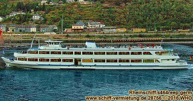 Rheinschiff s464reep-germ Schiff-Vermietung auf dem Rhein, Schiff mieten bei Emmerich, Rees, Wesel und Duisburg auf dem Niederrhein