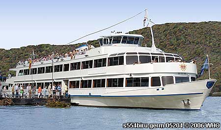 Rheinschiff s554biru-germ Schiff-Vermietung Schiff mieten auf dem Rhein nahe der Loreley im Mittelrheintal und bei Mainz Wiesbaden Rdesheim Bingen Eltville Biebrich Ingelheim 