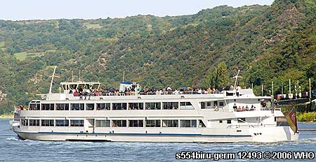 Rheinschiff s554biru-germ Schiff-Vermietung Schiff mieten auf dem Rhein nahe der Loreley im Mittelrheintal und bei Mainz Wiesbaden Rdesheim Bingen Eltville Biebrich Ingelheim 